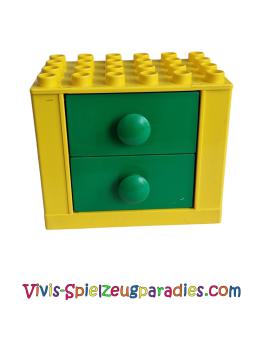 Lego Duplo Puppen Möbel Schrank  gelb  mit grünen Schubladen komplett (31371,31323,)